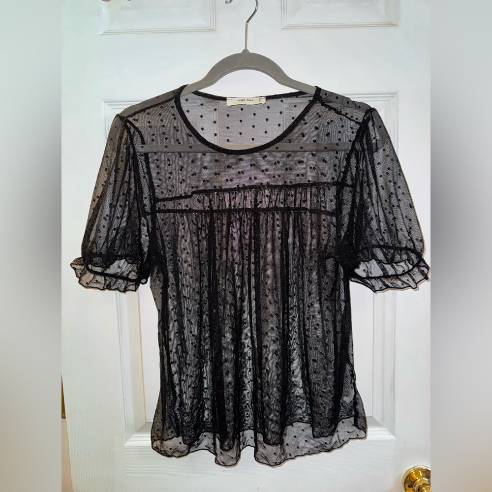 Sheer Black Polka Dot Top
